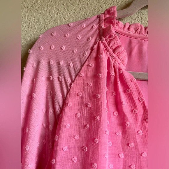 NWT Cece Clip Dot Ruffle Long Sleeve Shift Dress in Pink Begonia - Picture 10 of 12